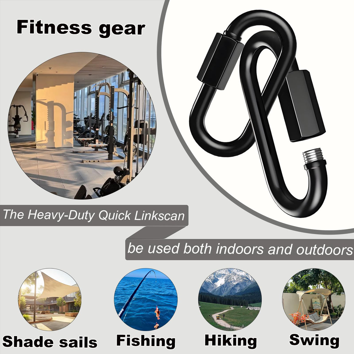 Heavy Duty Quick Link, 2.36IN Quick Chain Link (12PCS,Black)