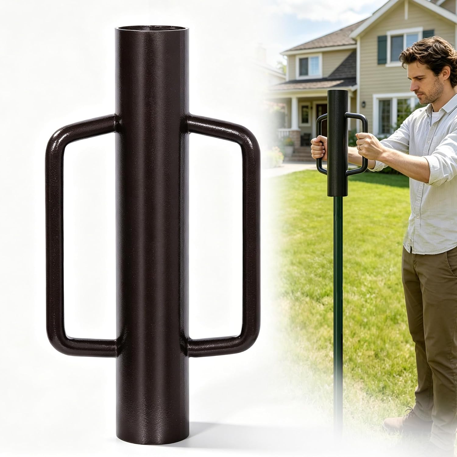 9.6LB Fence Post Driver with Handle,T Post Driver,16.8 Inch