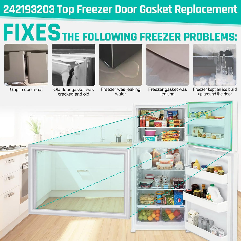 Upgraded 242193203 Refrigerator Freezer Door Gasket for Frigidaire Kenmore Crosley Freezer Door Seal Replacement Parts FFHI1831QP6, FFHT1814QW0, 17.91”*28.74” Refrigerator Door Gasket Seal