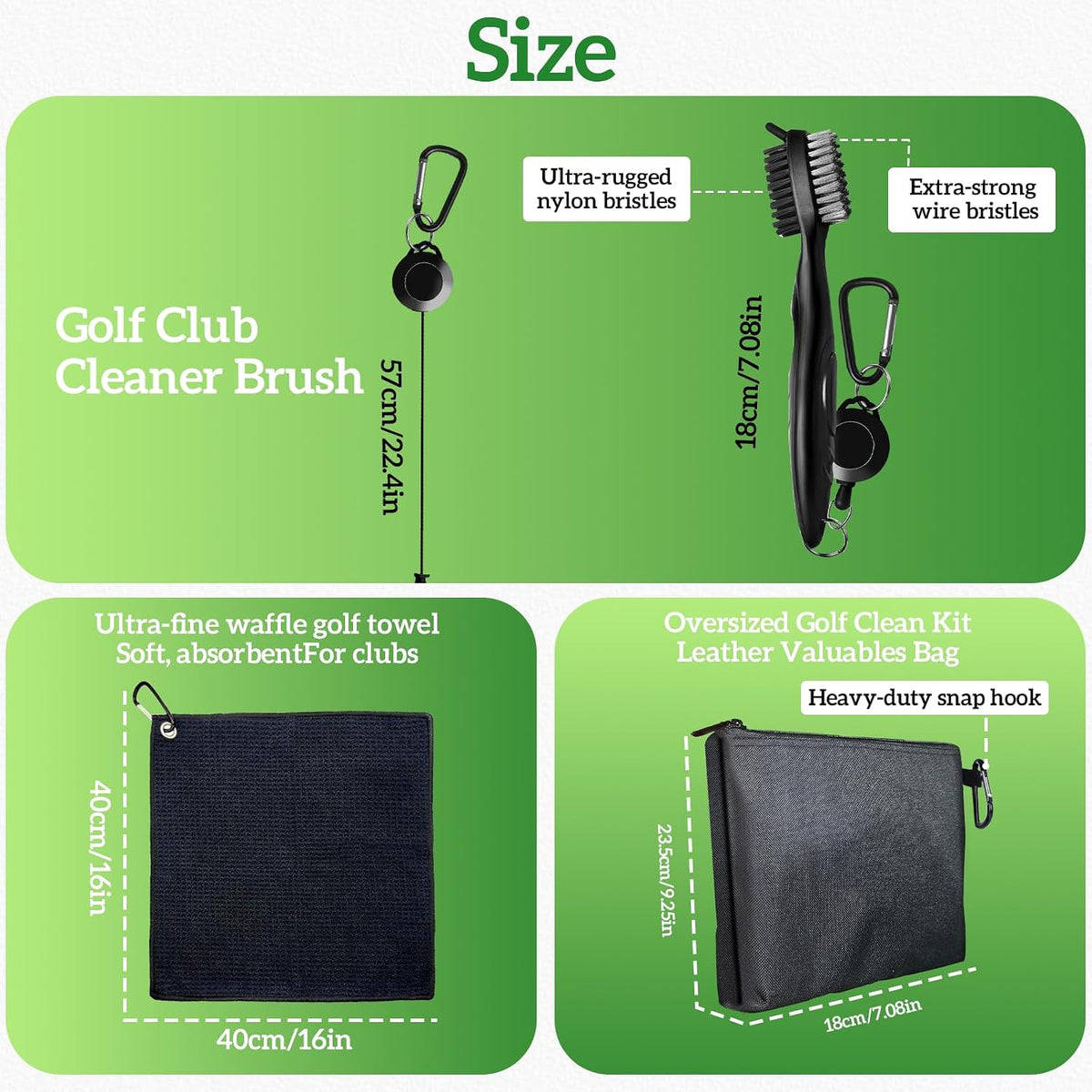 Golf Club Cleaning Kit – Grip & Shaft Cleaner, Polish, Groove Sharpener, Brushes & Towels – Complete Golf Club Care