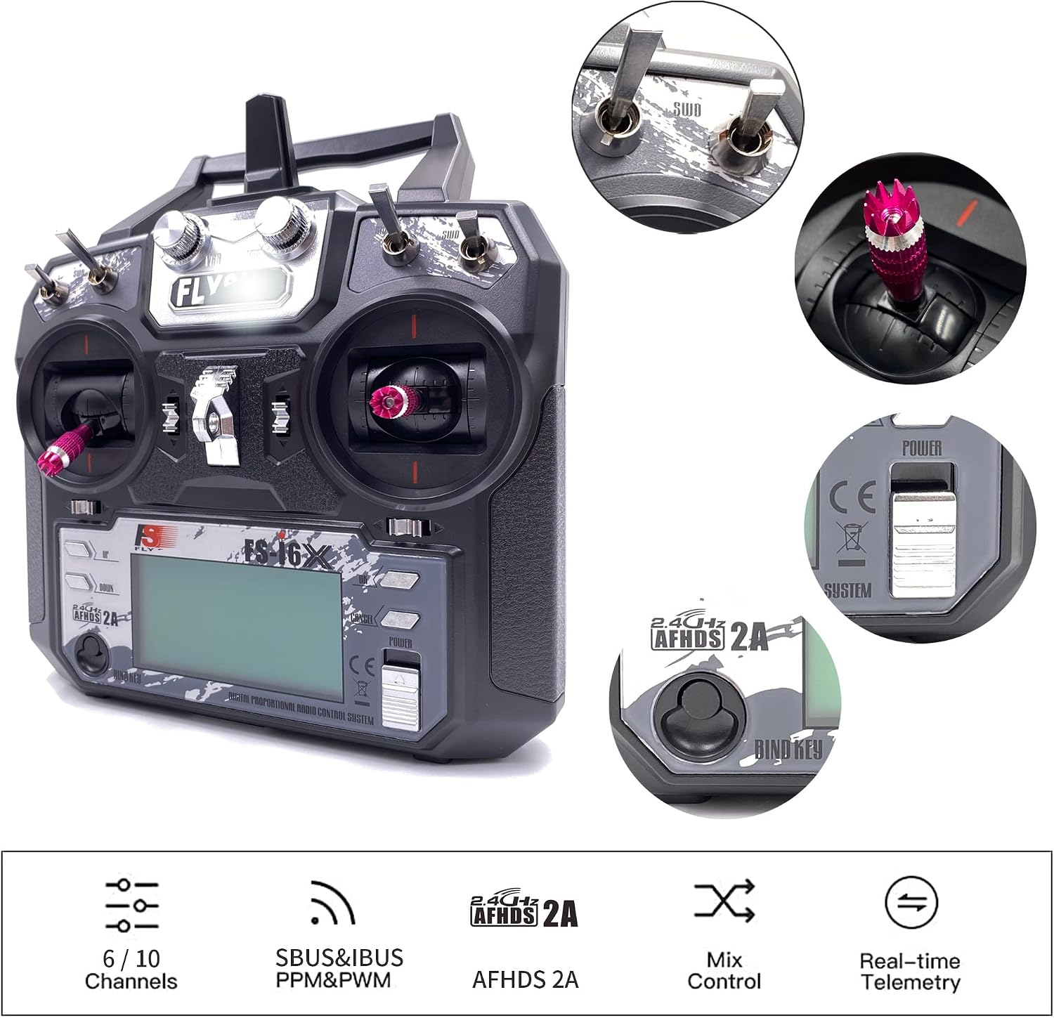 Flysky FS-i6X 6-10CH RC Transmitter and FS-iA6B Receiver 6CH 2.4GHz | i-Bus 10 Channels or PWM 6CH 2.4GHz AFHDS2A