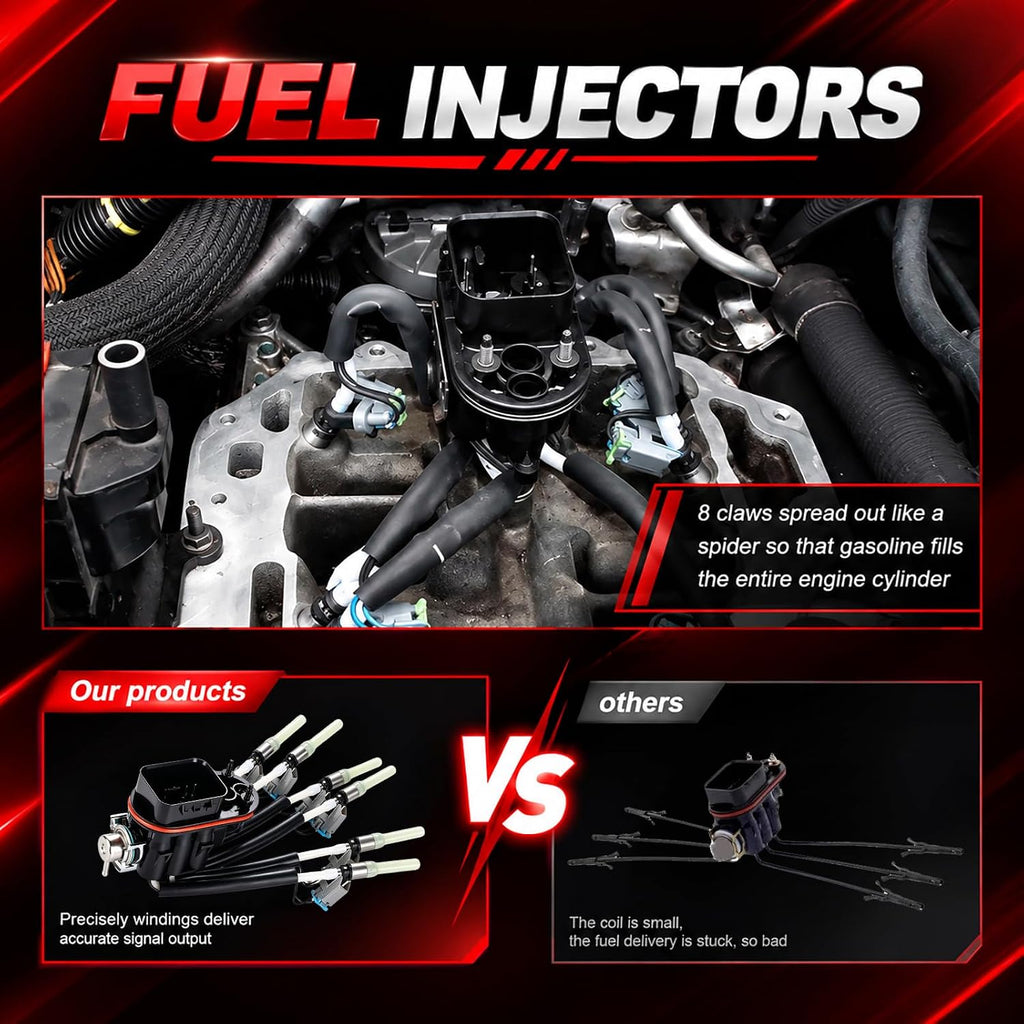 FJ503 Spider Fuel Injectors 6 Cylinder Compatible with Chevy Silverado