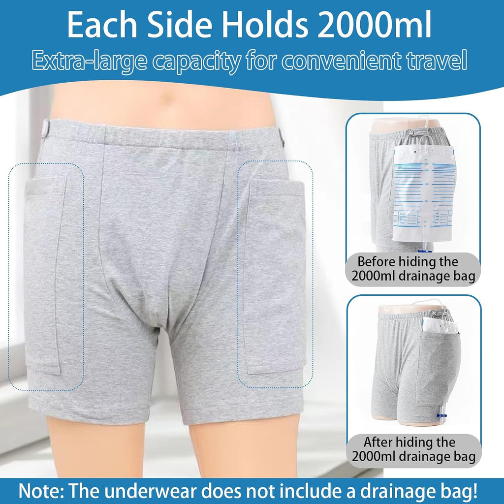 New Type of Urine Bag Pants,Underwear Urine Bag Pants for Elderly,Urine Drainage Bag Underwear,Nephrostomy Bag Pants