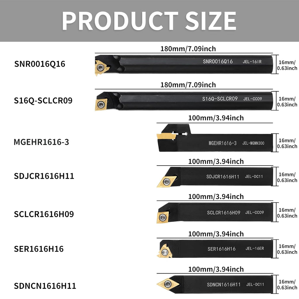 5/8" 16mm Indexable Lathe Turning Tool 21Pcs Kit for Turning