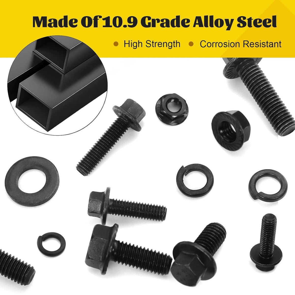 248PCS M6 Flange Hex Bolt Assortment Kit, M6-1.0 x 12/16/20/25/30 mm