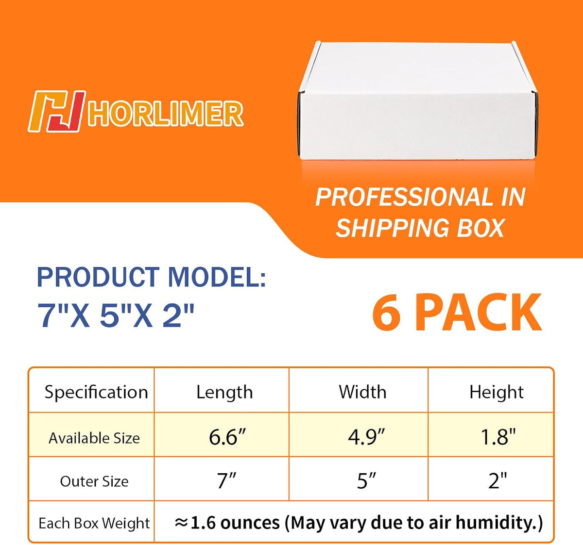 7x5x2 Small Shipping Boxes Set of 6, White Corrugated Cardboard Mailer Box for Packing, Mailing, Small Business