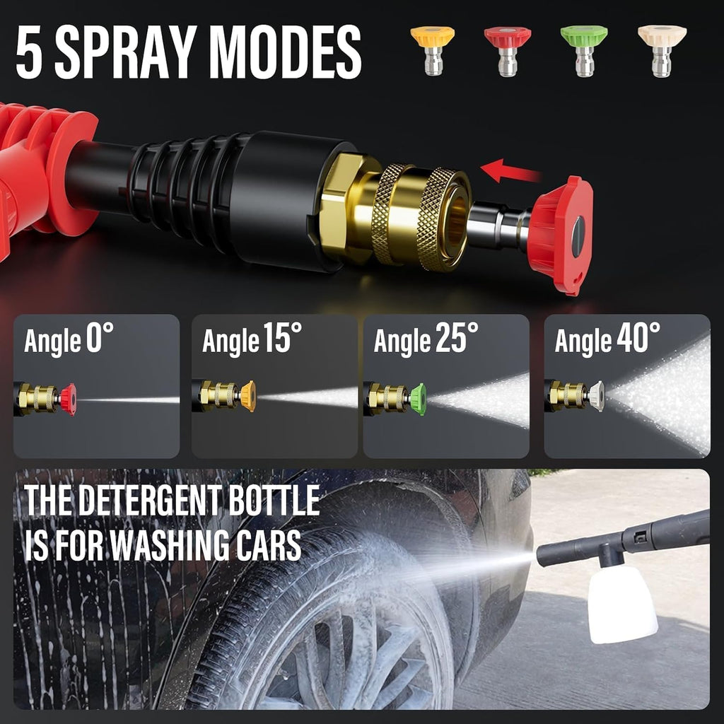 4800PSI Pressure Washer with 4 Quick-Connect Nozzles, Foam Cannon for Easy Replacement, High-Pressure Cleaning of