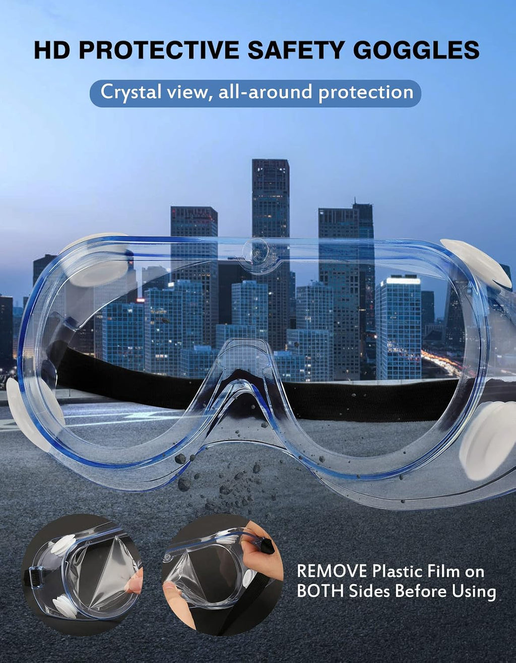 Safety Goggles ANSI Z87.1 Anti-Fog Protective Lab Goggles Chemistry | Comfortable Soft Edge Design, Certified