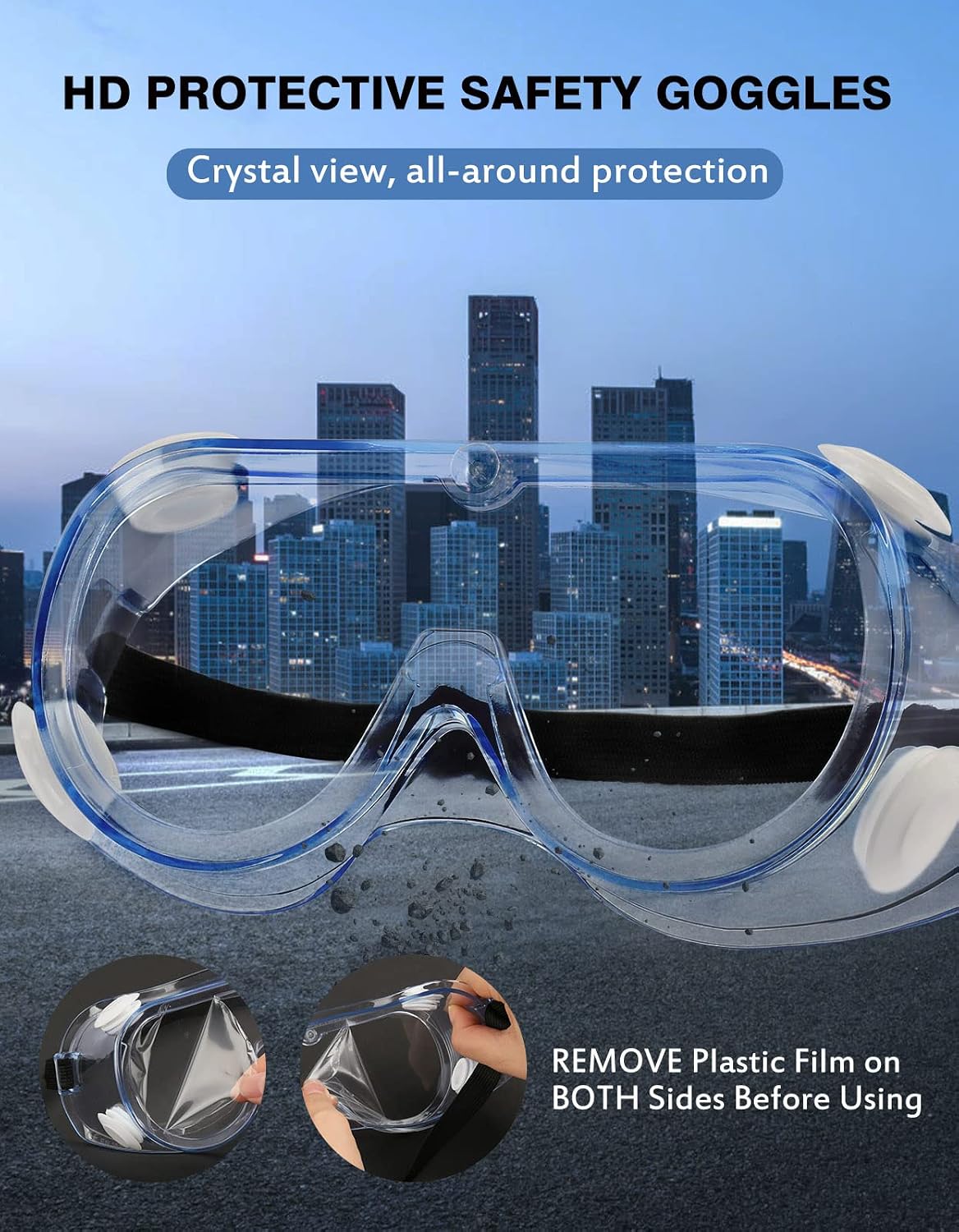 Safety Goggles ANSI Z87.1 Anti-Fog Protective Lab Goggles Chemistry | Comfortable Soft Edge Design, Certified