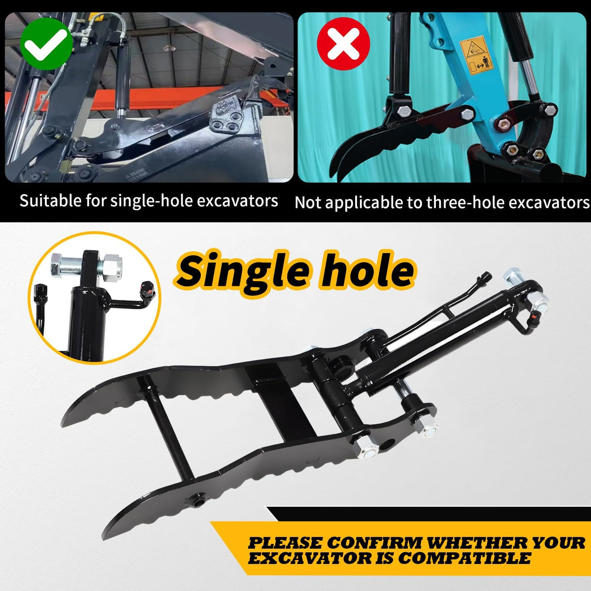 Jecoupoon Single Hole Hydraulic Thumb Clip Compatible with Mini Excavator
