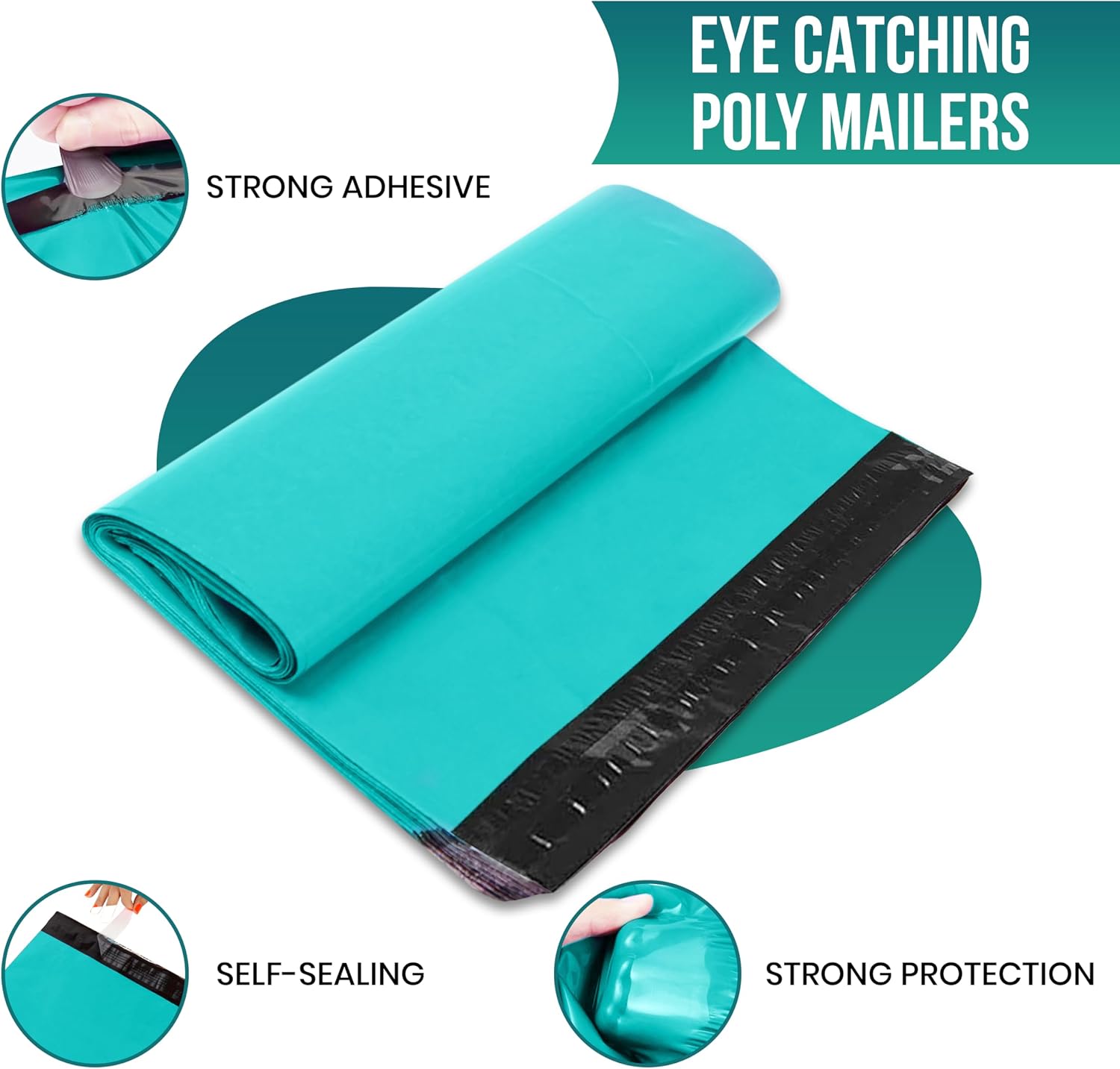 #2 7.5x10.5 [3000 Pack] Teal Poly Mailers Shipping Bags, Strong Mailing Envelopes, Multipurpose Mailers, Waterproof &