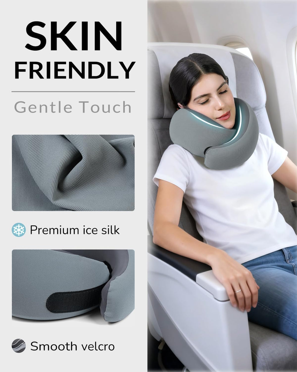Travel Pillow for Airplane - Memory Foam Neck Travel Pillow with 360° Chin & Neck Support, Dual Raised Sides