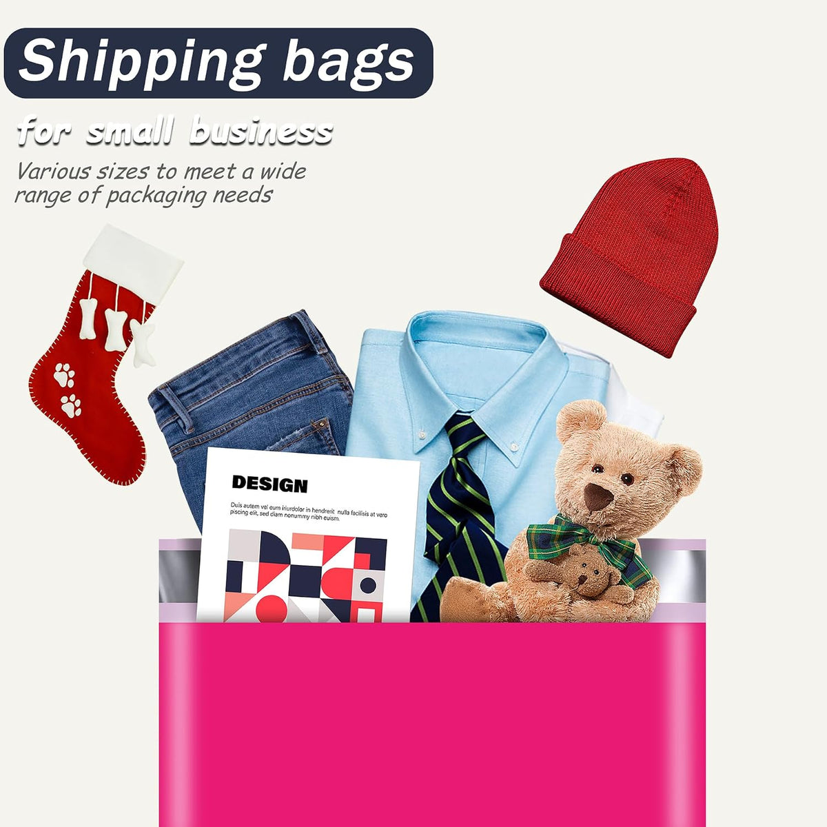 Poly Mailer 10x13 Inch 100Pcs, Shipping Bags for Clothing, Rose Red