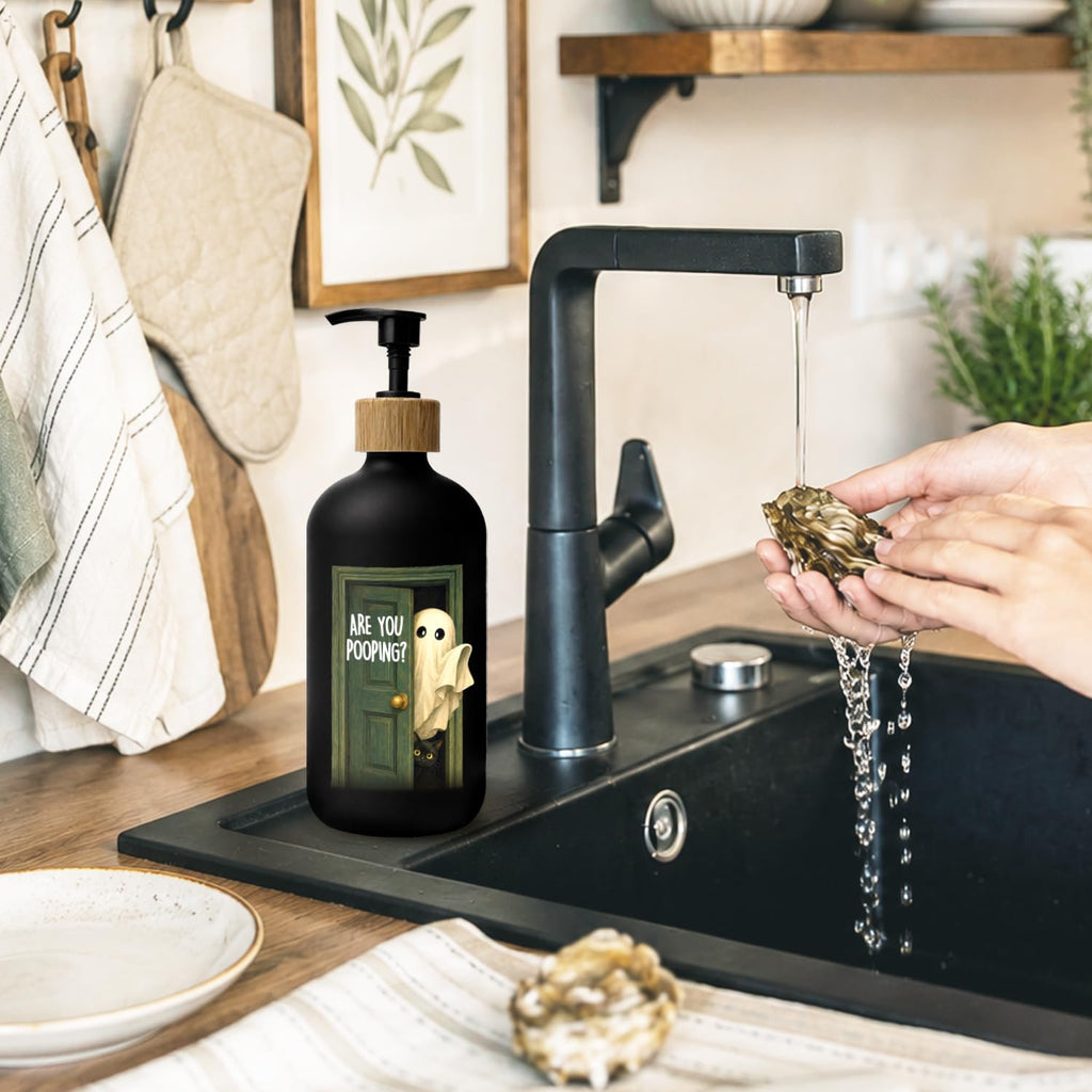 Funny Halloween Bathroom Glass Soap Dispenser with Pump