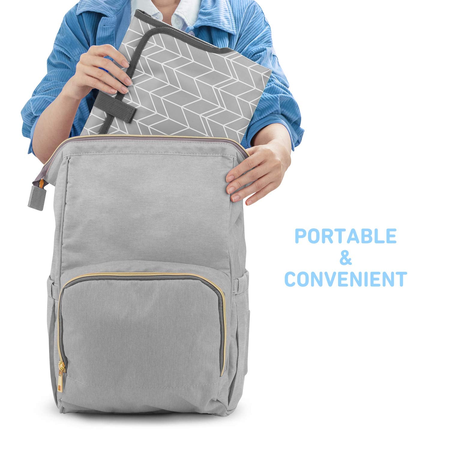 Portable Changing Pad for Baby, Waterproof Travel Changing Pads for Moms, Dads, with Built-in Pillow, Excellent Baby