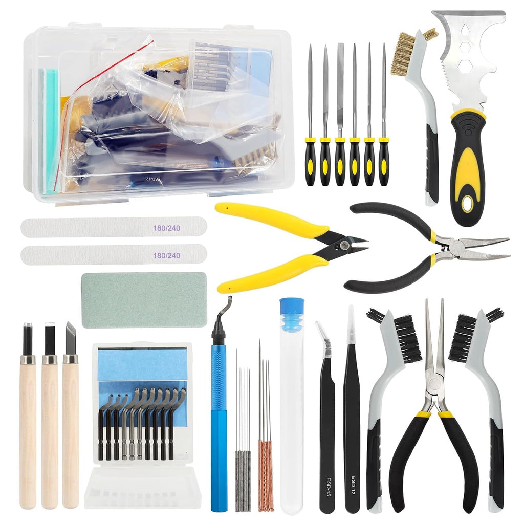 42Pcs 3D Printer Accessories Kit, Professional Deburring Tool Set with Nozzle Cleaning Needles, Scraper, Pliers