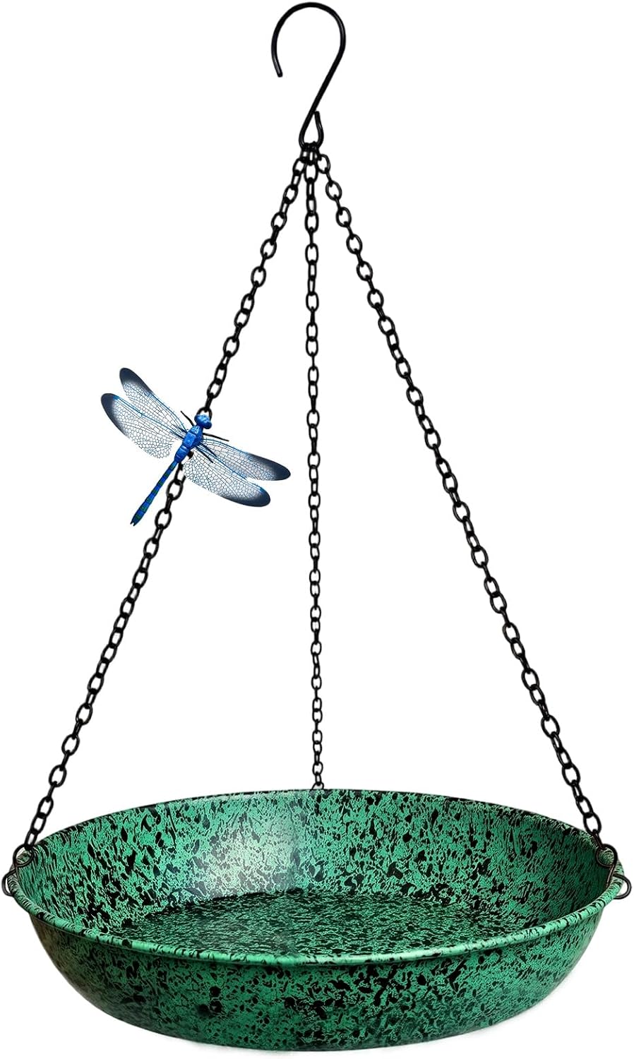 Hanging Bird Baths for Outside, 11 inch Outdoor Metal Bird Feeder for Garden Yard Decor Green