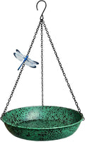 Hanging Bird Baths for Outside, 11 inch Outdoor Metal Bird Feeder for Garden Yard Decor Green