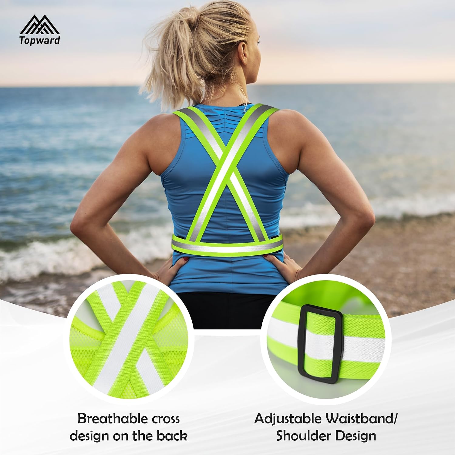 Running Vest Chest Phone Holder for Women Men, Reflective Vest Safety Gear for Dog Walking Cycling - Adjustable