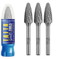 TaitaTools SF-5 Double-Cut Tungsten Carbide Burr, 1/4 in Shank, 3 Pack
