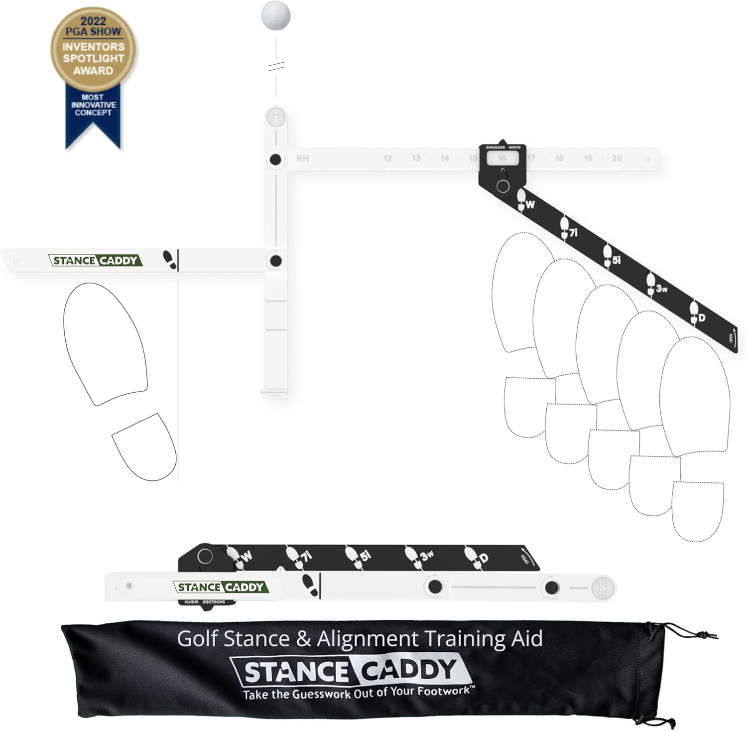 Golf Stance and Alignment Training Aid – Setup Left & Right Handed - Proper Ball Position & Foot Placement Golf
