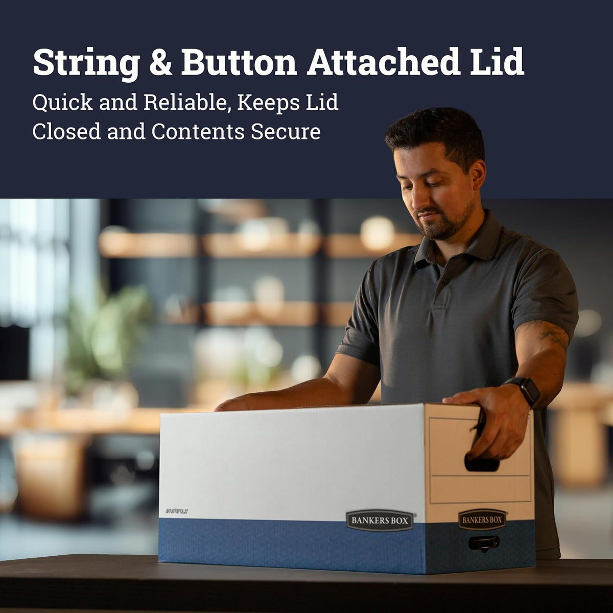 12-Pack Heavy-Duty String & Button File Storage Box, FastFold Assembly, Letter, STOR/FILE, (11111)