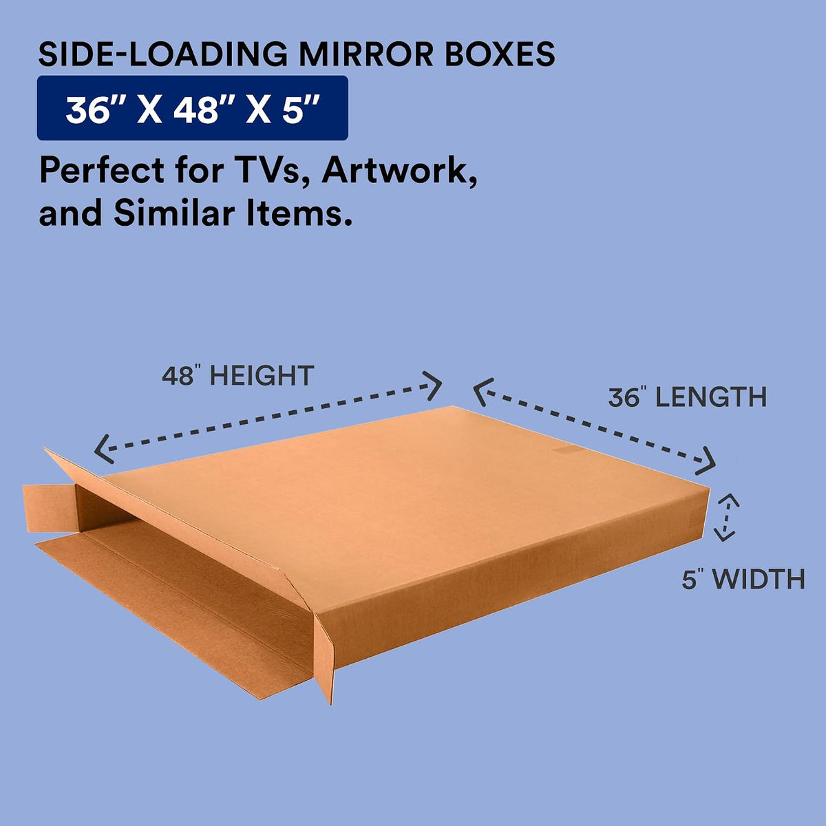 Moving Boxes, 36"L x 5"W x 48"H 5-Pack Large Side Loading Corrugated Cardboard Box for Packing, Shipping and Storage