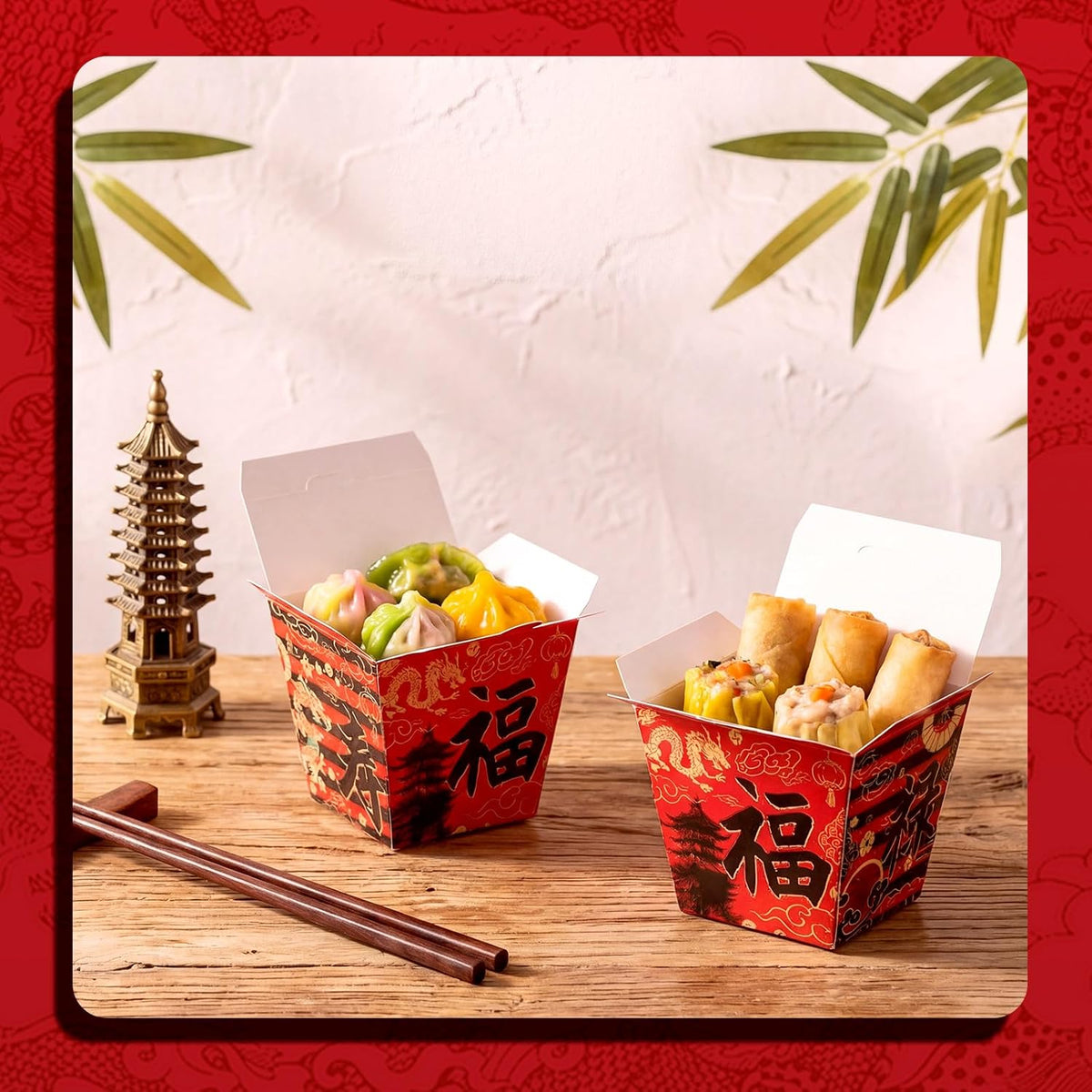 50 Pcs 8 oz Chinese Take out Boxes Paper Food Containers