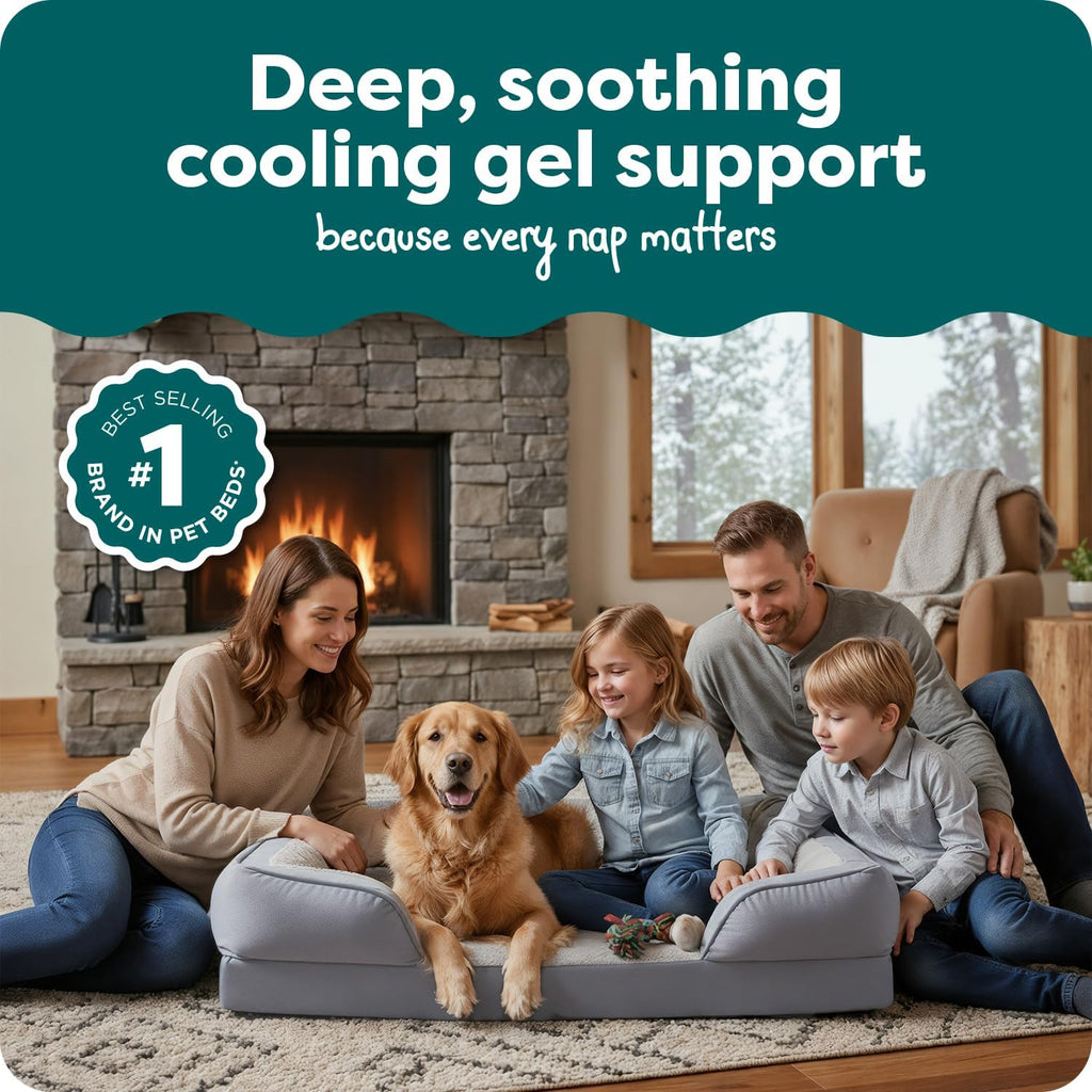 Cooling Gel Dog Bed for Large Dogs, Perfect Comfort Sofa Bed with Cool Gel-Top Foam with a Solid Orthopedic Foam Base