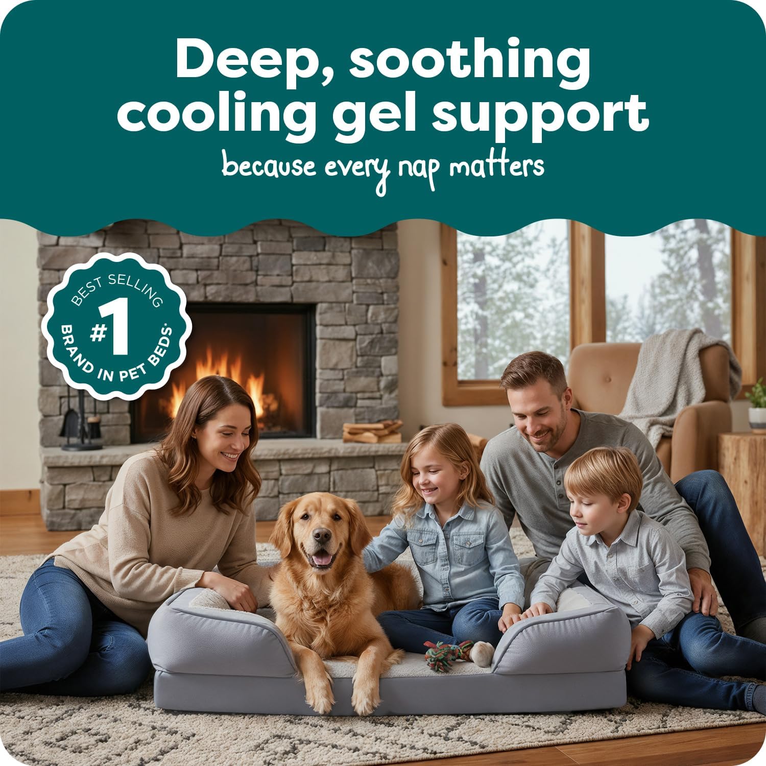 Cooling Gel Dog Bed for Large Dogs, Perfect Comfort Sofa Bed with Cool Gel-Top Foam with a Solid Orthopedic Foam Base