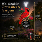 Solar Cardinal Memorial Stake,Metal Cemetery Decoration