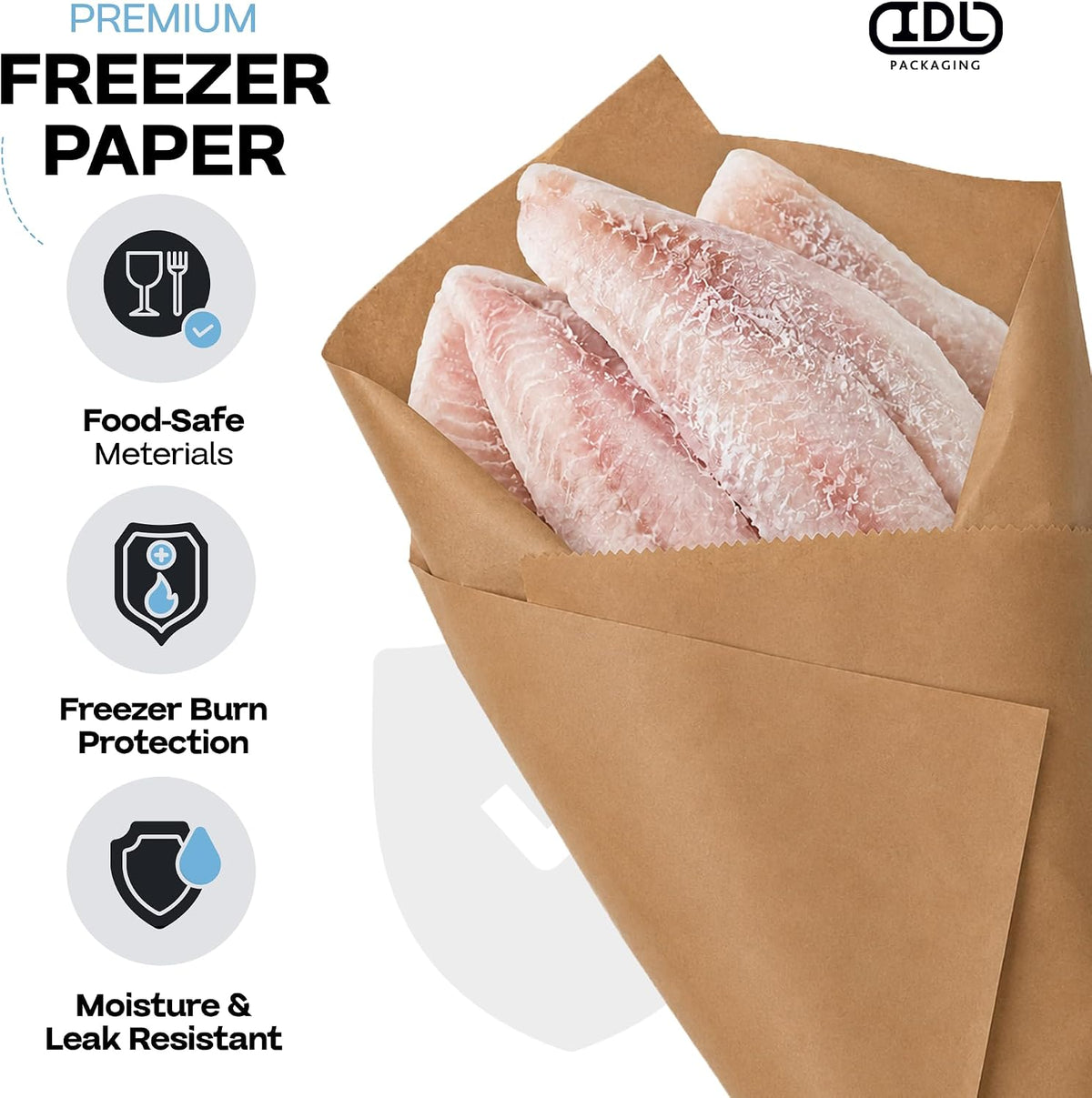 Brown Freezer Paper Roll 18" x 1800" (150 feet) with Freezer Tape, USA-Made
