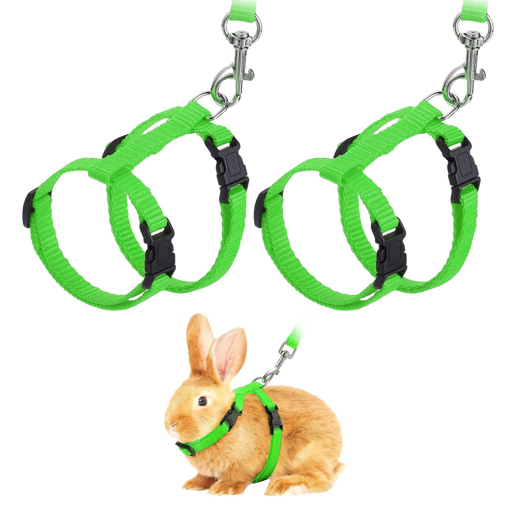 Rabbit Harness and Leash, Escape Proof Bunny 2Pcs, Grass Green