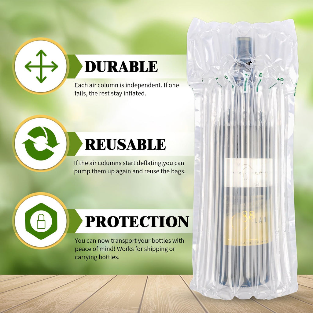 Wine Bottle Protector Travel Bags, 36 Pack Inflatable Air Column Packaging Bubble Cushion Wrap for Suitcase Luggage