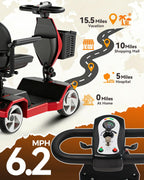 Foldable Mobility Scooters for Seniors, FSA&HSA Eligible,330LBS Capacity, Red Powered Electric Mobility Scooters, 4