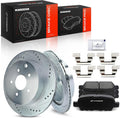 12.13 inch (308.1mm) Rear Brake Rotors & Ceramic Pads Kit, 6-Pack | Compatible with Infiniti and Nissan Models