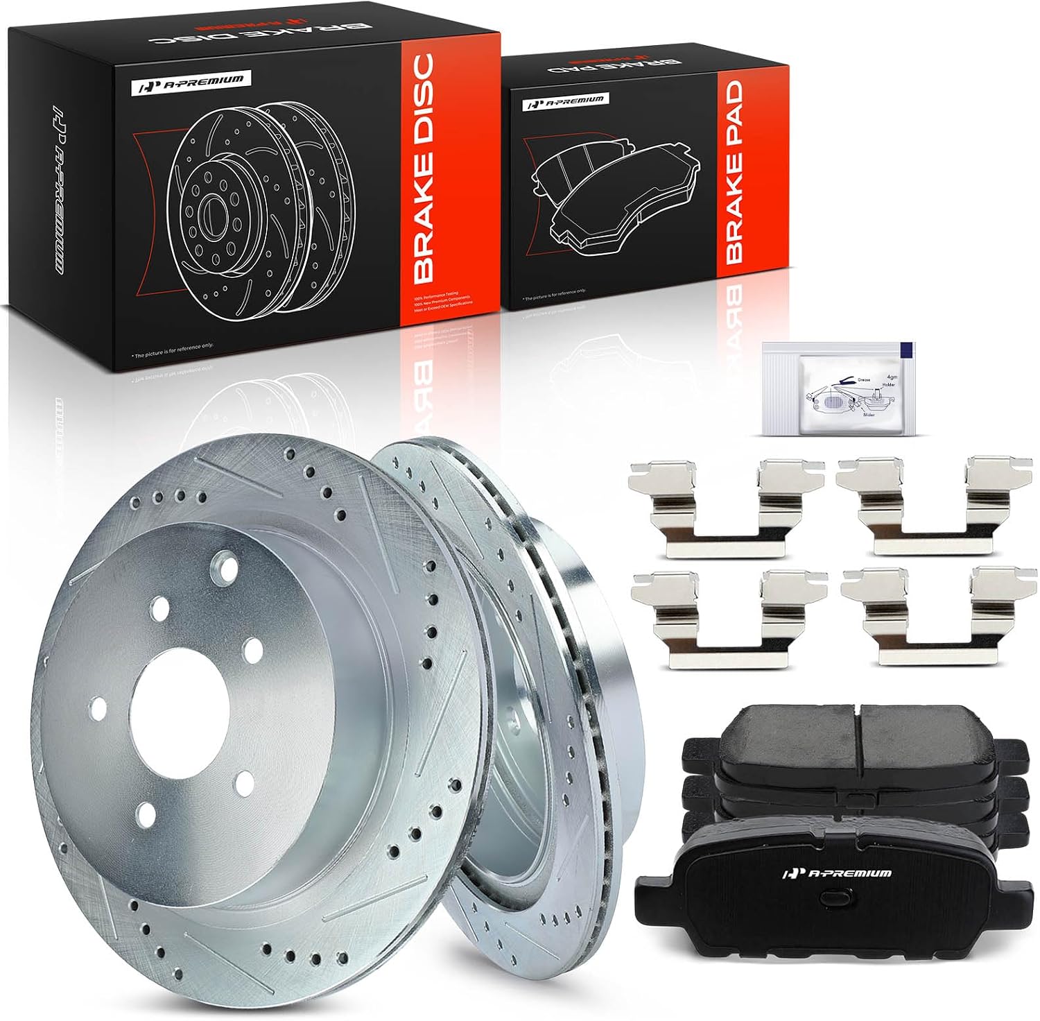 12.13 inch (308.1mm) Rear Brake Rotors & Ceramic Pads Kit, 6-Pack | Compatible with Infiniti and Nissan Models