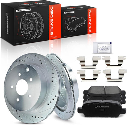 12.13 inch (308.1mm) Rear Brake Rotors & Ceramic Pads Kit, 6-Pack | Compatible with Infiniti and Nissan Models