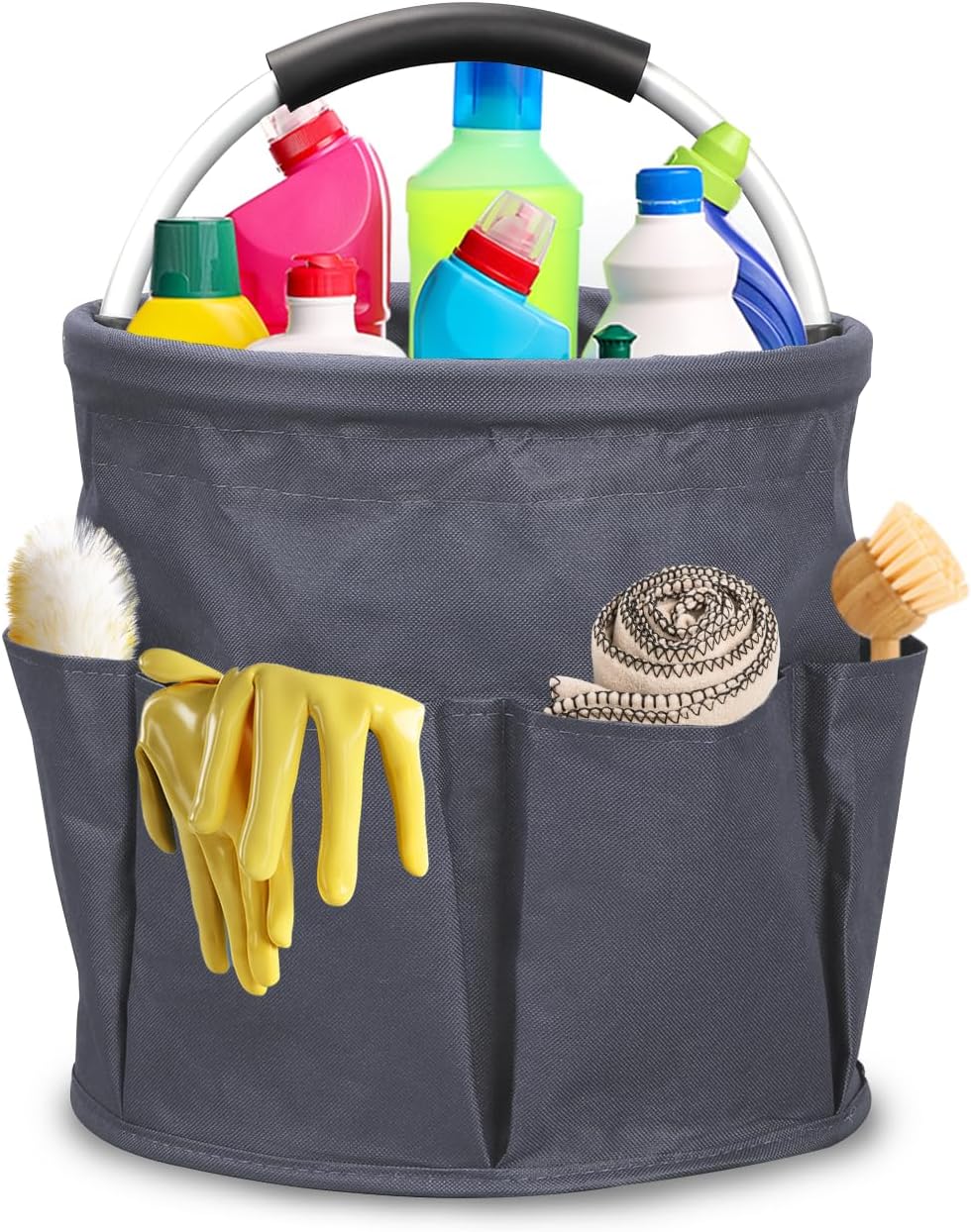 Cleaning Caddy with Handle, 17L Cleaning Supply Caddy Foldable Bucket Organizer Cleaning Products Organizers Cleaning