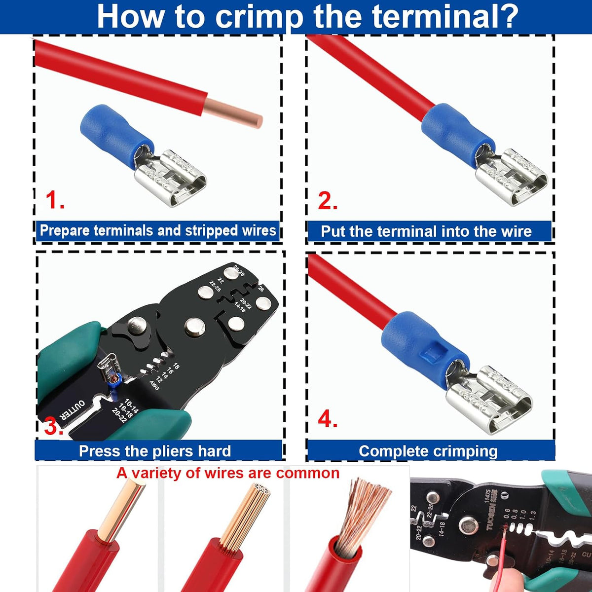 Tnisesm 280PCS Wire Connectors - Insulated Electrical Wire Terminals