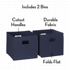 Folding Storage Bins - 2-pack of 10in Tall Navy Cubes