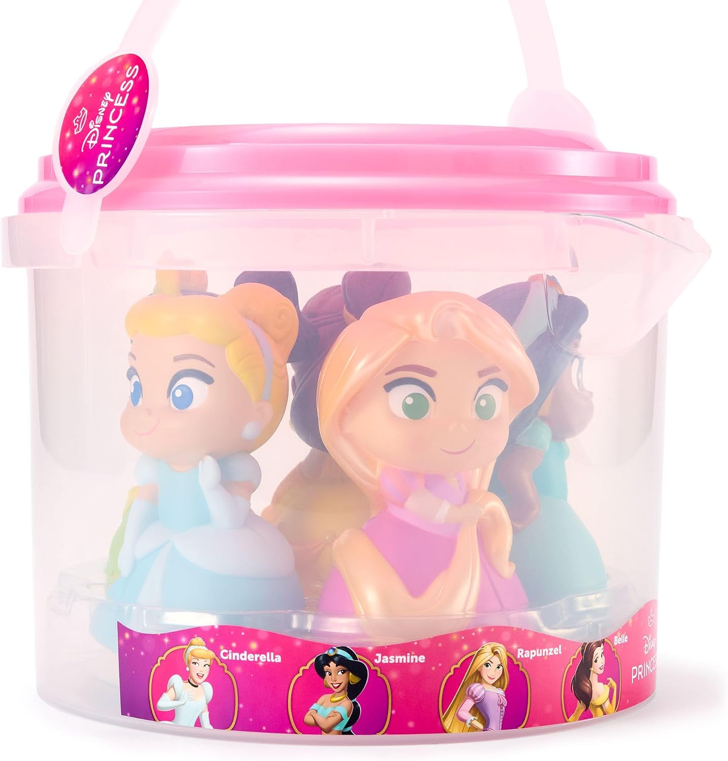 Disney Store Official Disney Princess Bath Toys Set - Includes 5 Detailed Toys with a Straining Storage Bucket - Bath