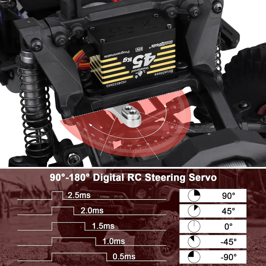 Waterproof 45KG High Torque Servo Motor 8.4V HV RC Servo Brushless Metal Gear Digital Servo with 25T Servo Horn for