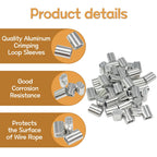 285PCS 8 Sizes Aluminum Crimping Loop Sleeve Cable Crimps, 3/64'' 1/16'' 5/64'' 3/32'' 1/8'' 5/32'' 3/16'' 1/4'' Cable Ferrules Kit DD042