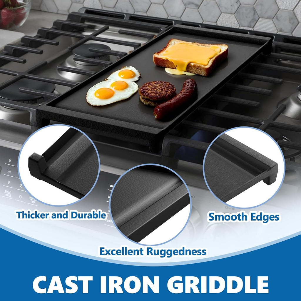 19.5" Cast Iron Griddle for GE Gas Stove, Replaces WB31X24738