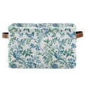 Chinoiserie Flower Bird Canvas Basket Storage Bin with PU Handle