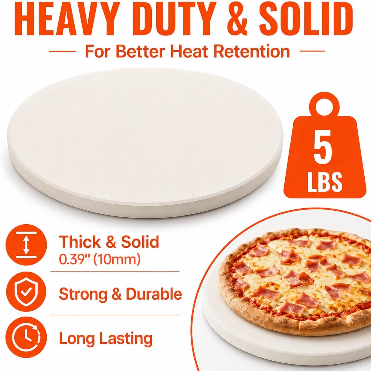 15 Inch Round Cordierite Pizza Stone for Oven and Grill