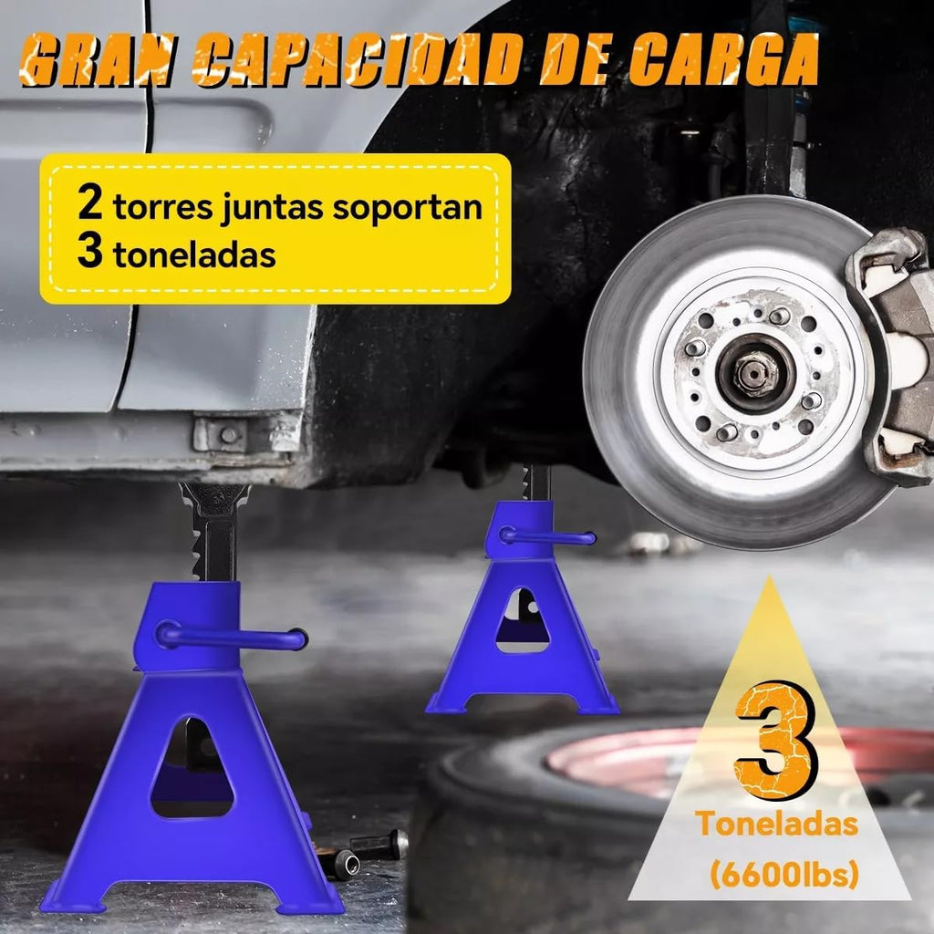3T Floor Jack, Heavy Duty Steel Axle Stands - 4000lbs Ideal for Lifting Cars & Light Vans - Includes Storage Case