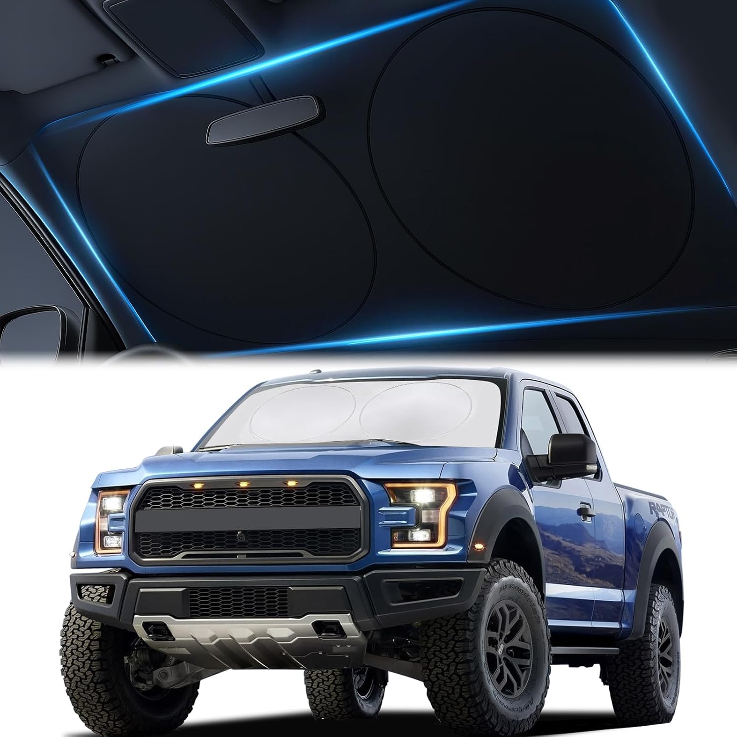 Car Windshield Sunshade | Innovative No-Light-Pass Technology for Maximum Protection | Foldable Sun Shade Keeps Your