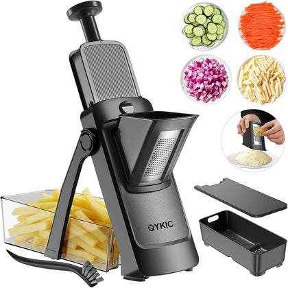 Mandoline Slicer for Kitchen, Adjustable 0.1-8mm (S4 Black) | 0.1-8mm Adjustable Potato Slicer, Veggie Chopper Food